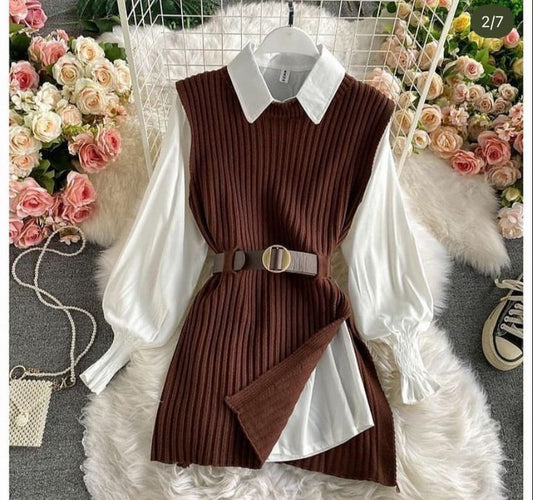 Fushion warm shirt dress