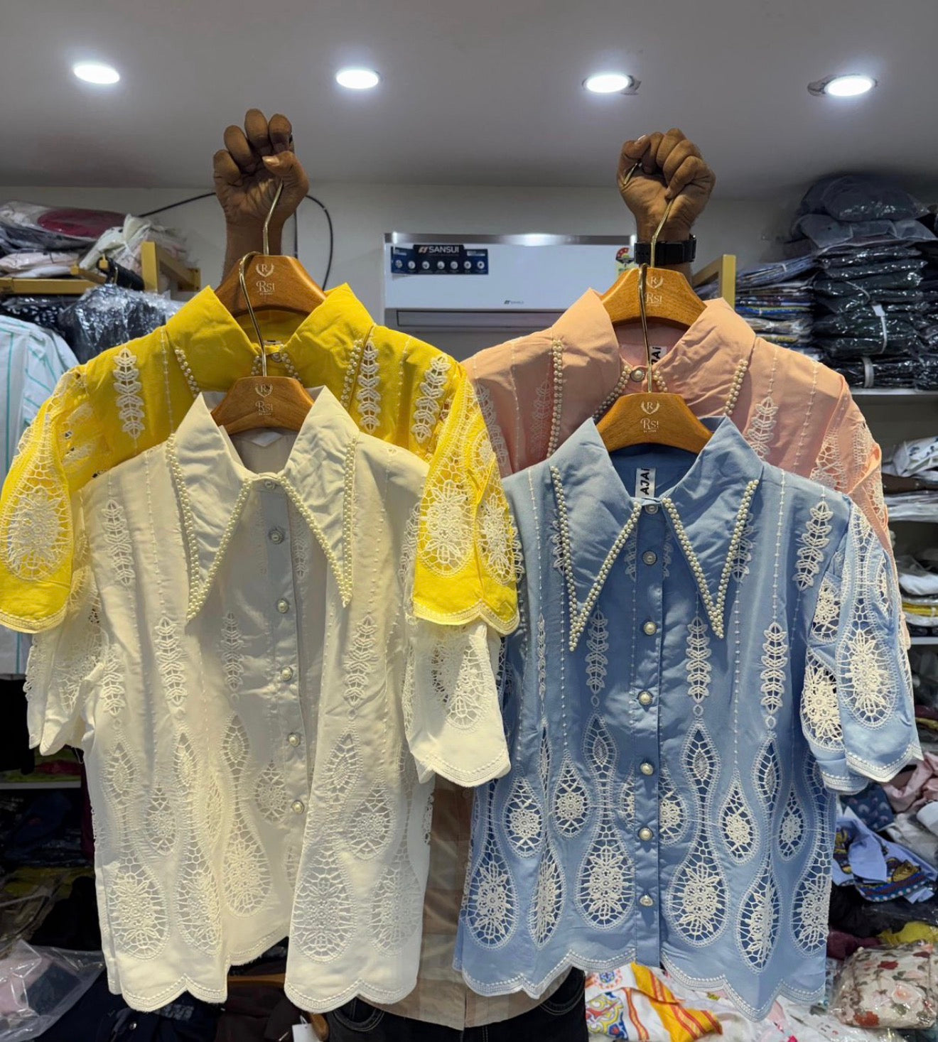 Noelle Pearl Lace Shirt