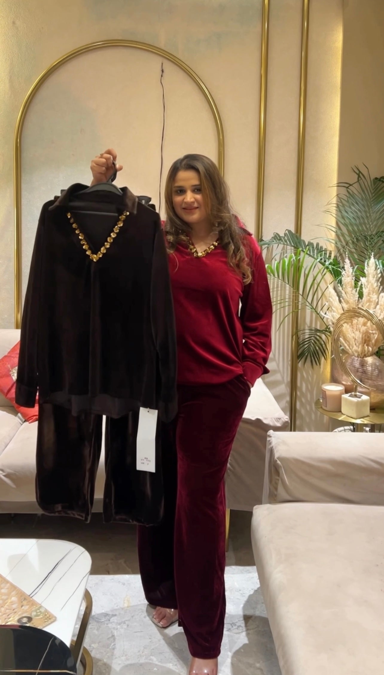 Noir Glam Velvet Cords Set