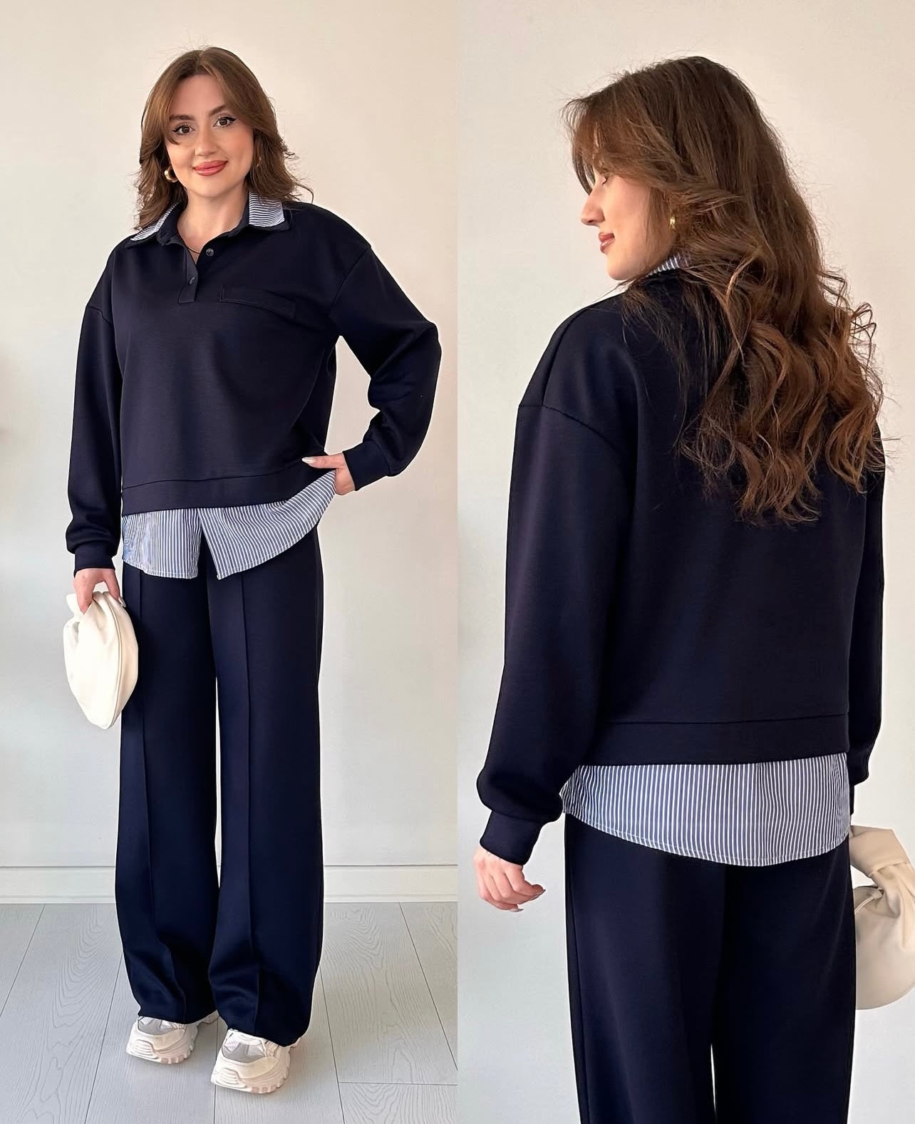 Stripe collar luxe cordset