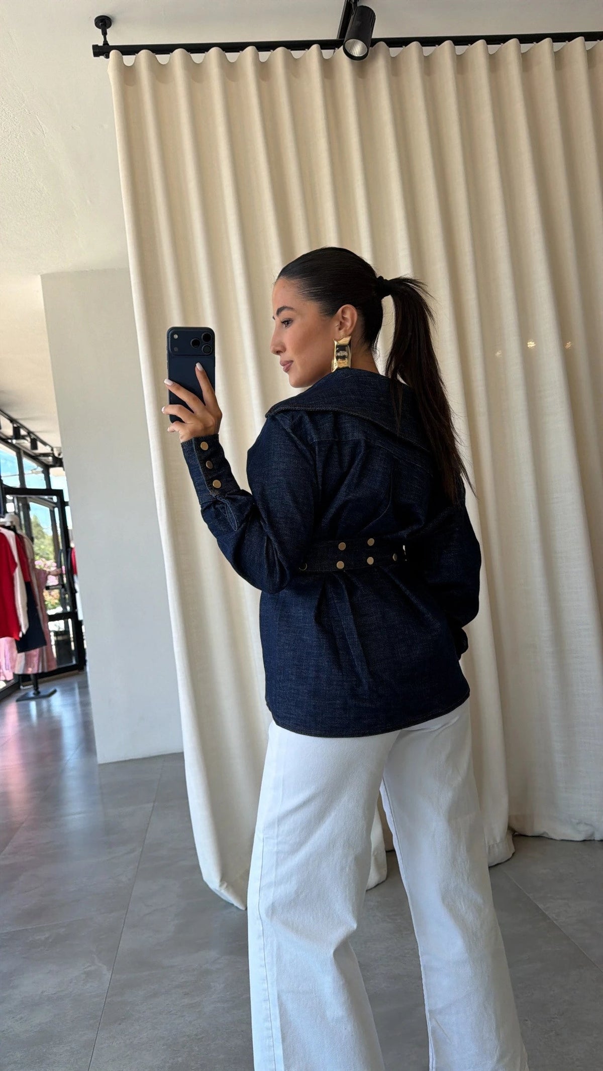 Riana Studded Denim Bluose