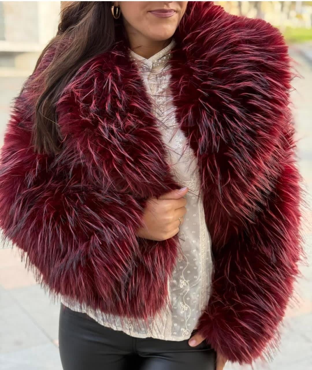 Wine Fur Luxe Jacket