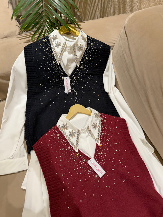 Starlume Pearl Knit Shirt Set