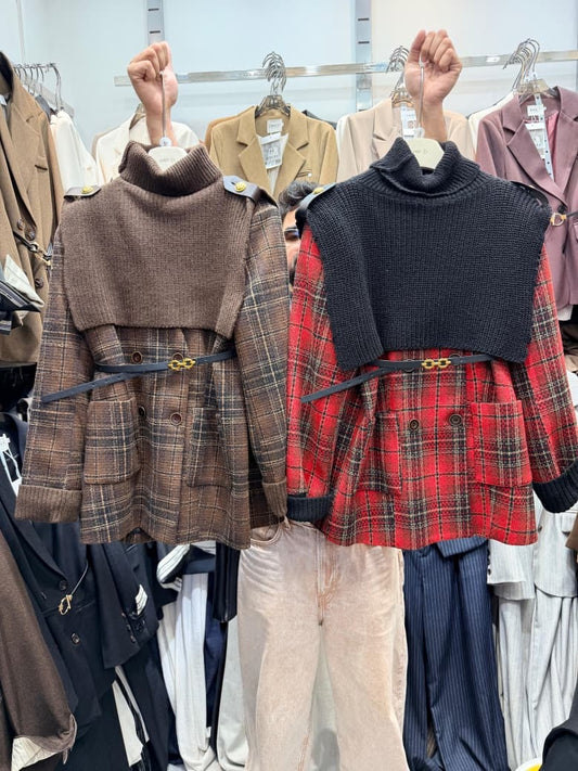 Ember Check Knit Coat