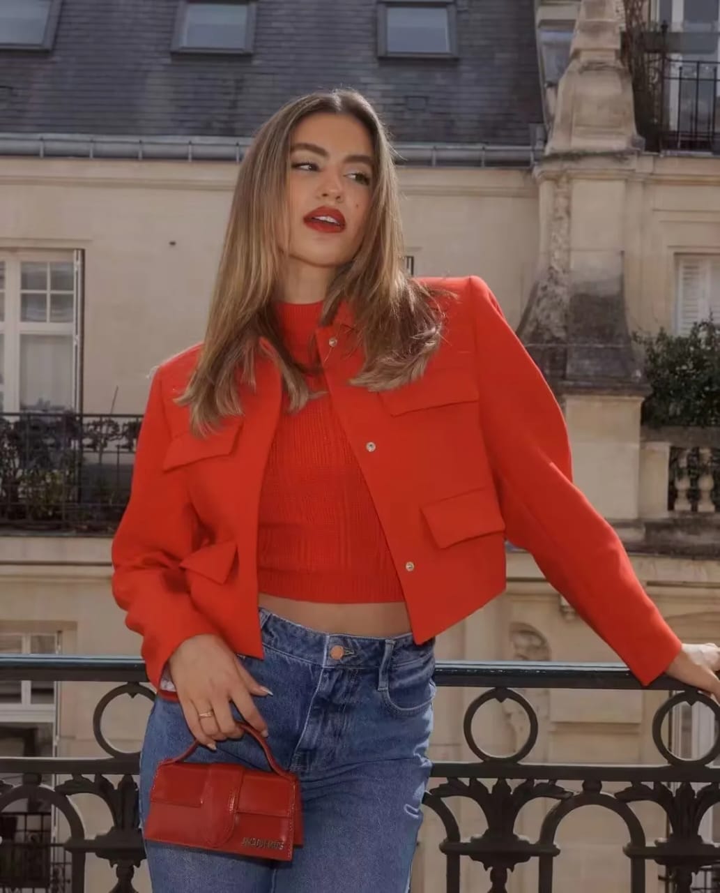 Red Cropped Blazer
