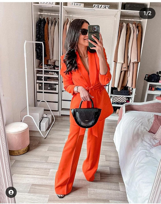 Orange Blazer Pant Set