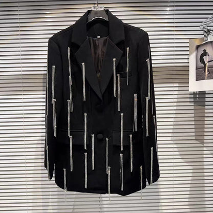 Luxury Rhinestone Fringe Blazer