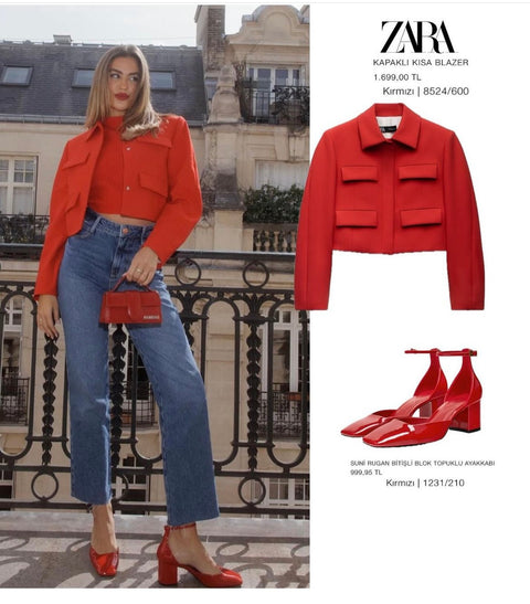 Red Cropped Blazer