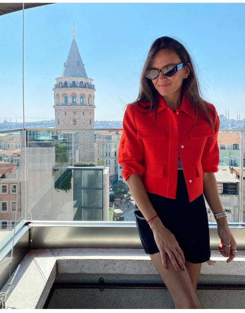 Red Cropped Blazer