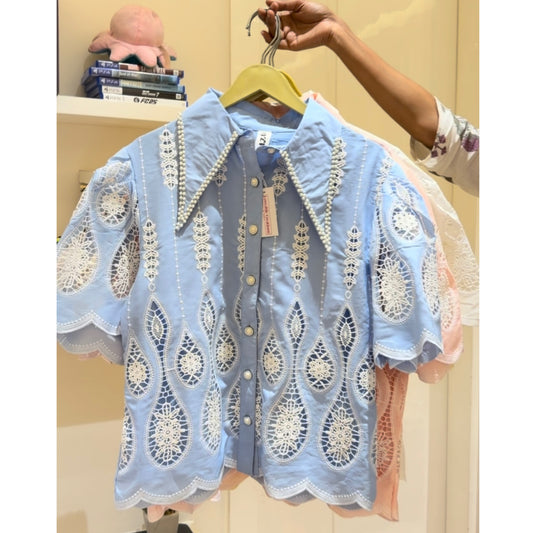 Noelle Pearl Lace Shirt