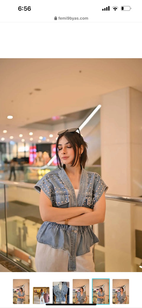 Denim Embellish Bluose