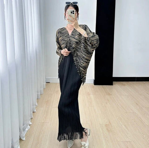 Kiya Fringes Pleated Dress