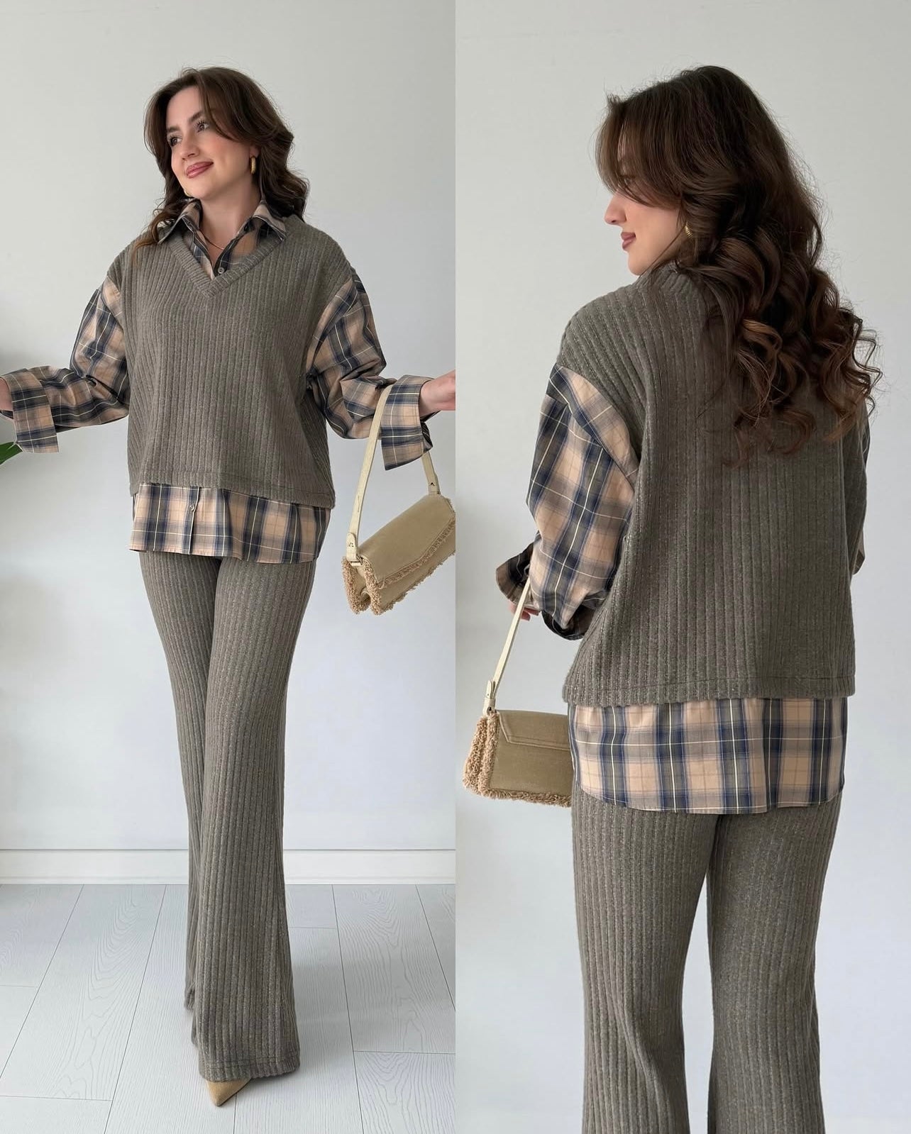 Plaid Knit Luxe Cords Set