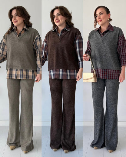 Plaid Knit Luxe Cords Set