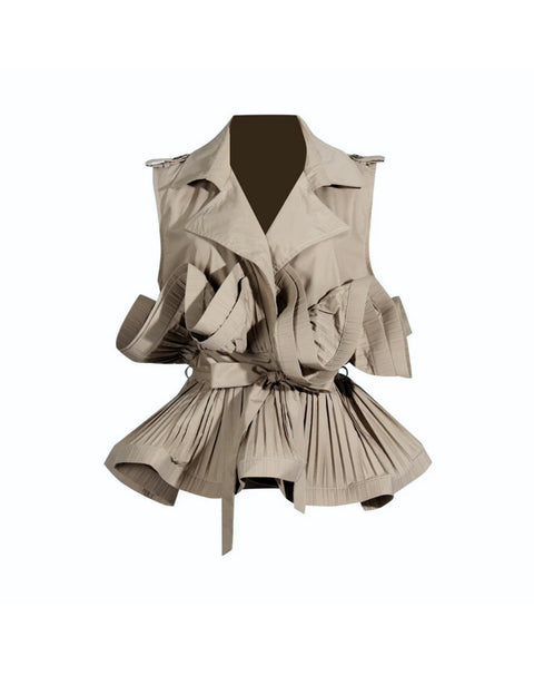V Neck Pleated Top