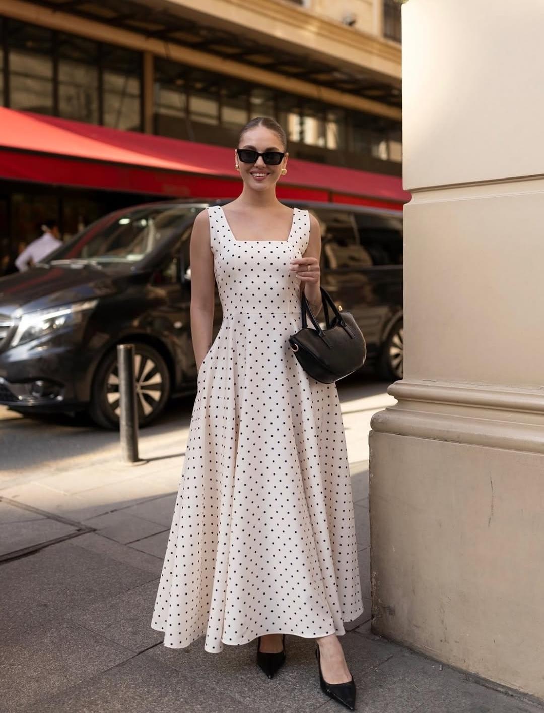 Noir Polka Flare Dress