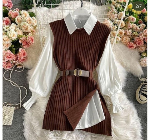 Fushion warm shirt dress