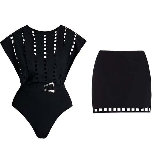 Lazer Cut bodysuit with shorts