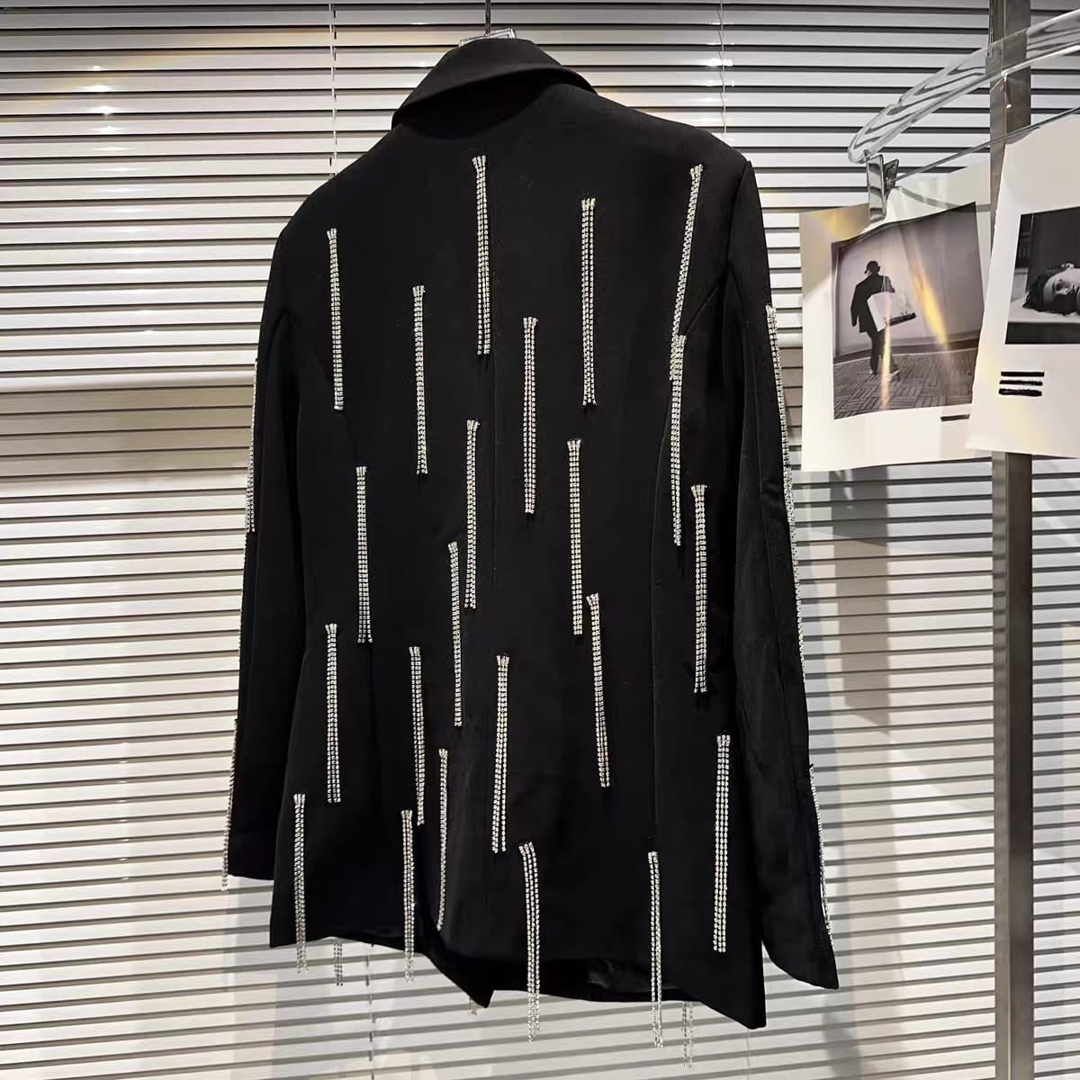 Luxury Rhinestone Fringe Blazer