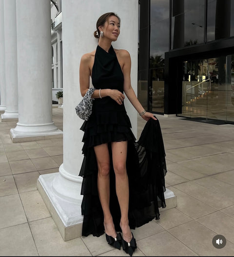 Midnight Muse Ruffle Gown