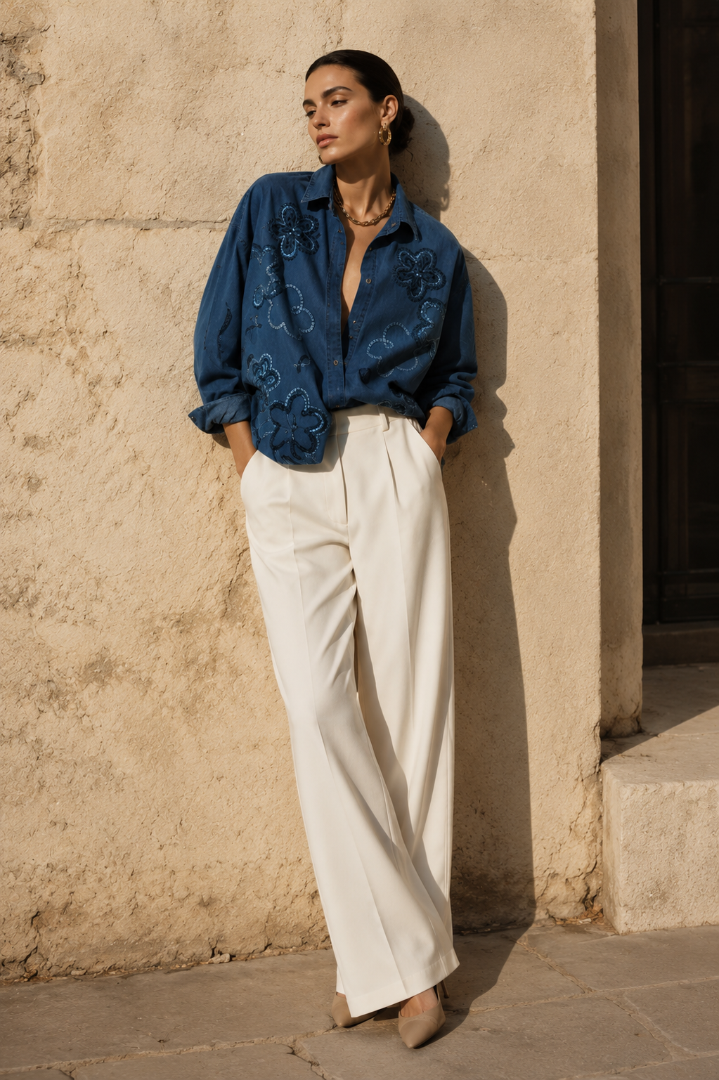 Elica Embellished Denim Shirt