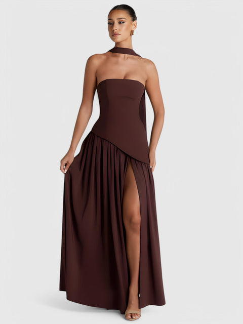 Cocoa Luxe Slit Dress
