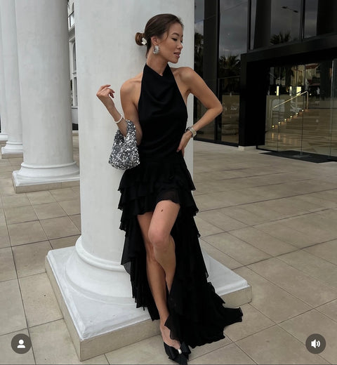 Midnight Muse Ruffle Gown