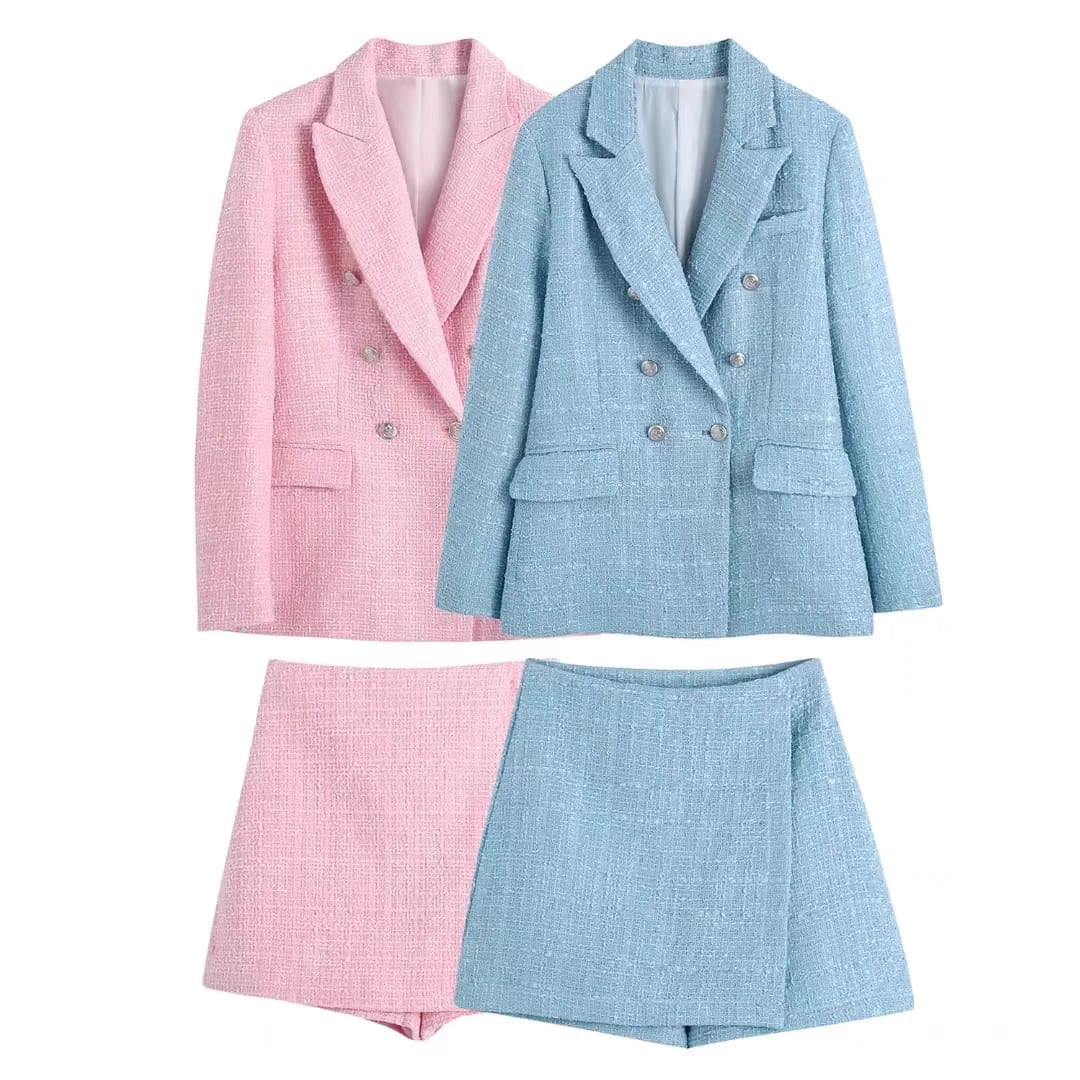 Tweed Blazer Shorts Set