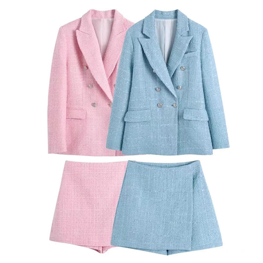 Tweed Blazer Shorts Set