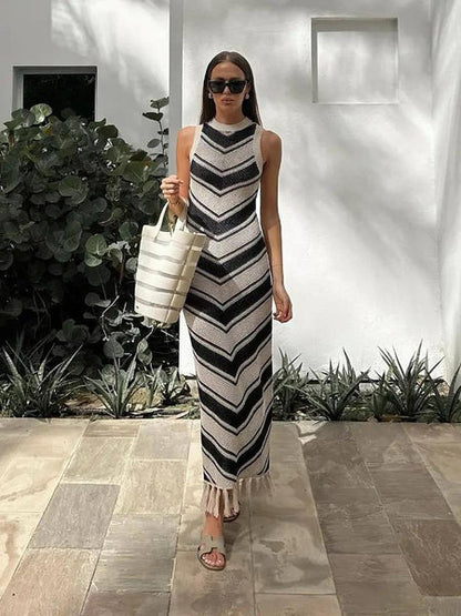 Greca Soft Knit Holiday Dress in white