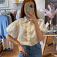 Embriodery Collar Crystal Shirt