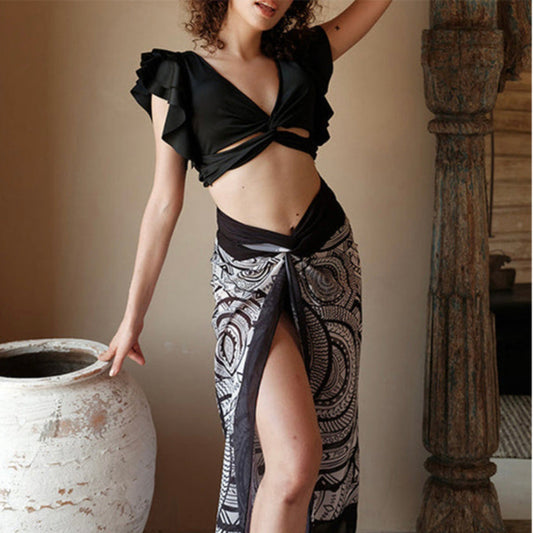 Flax Ruffle Bikini with sarong set