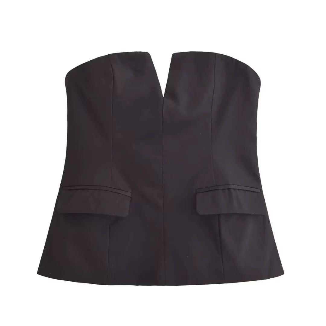 Pocketed Blazer Tube Tops