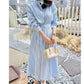 Azure Stripe Dress with belt