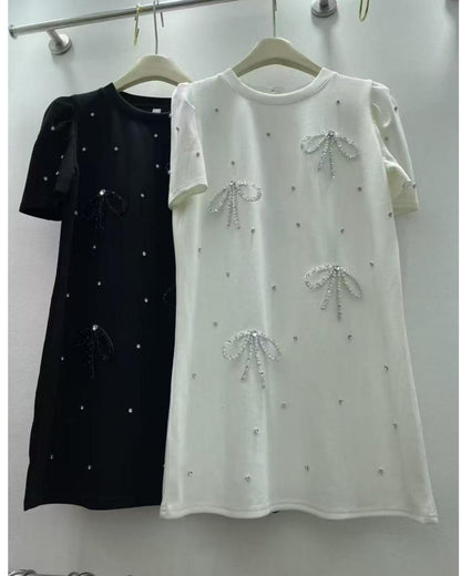 Bow Rhinestone Dress