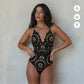 Maio Flower 2 Pc Swimsuit Set (Black)