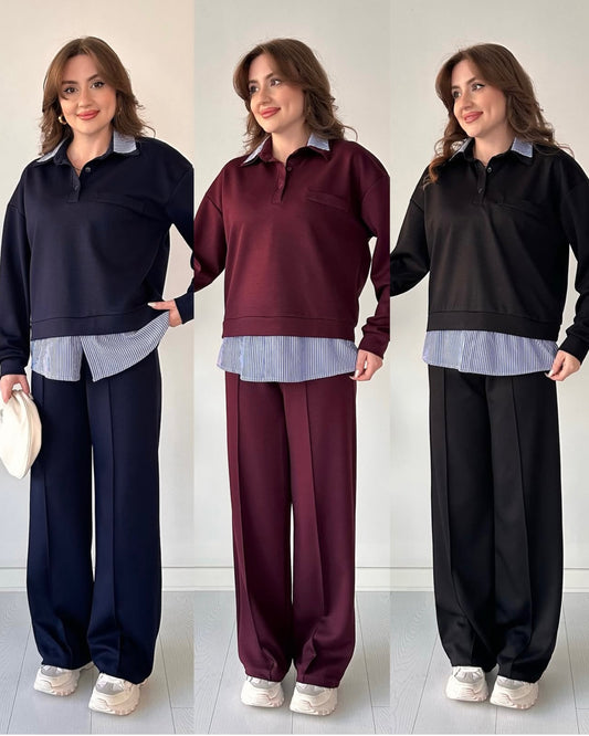 Stripe collar luxe cordset