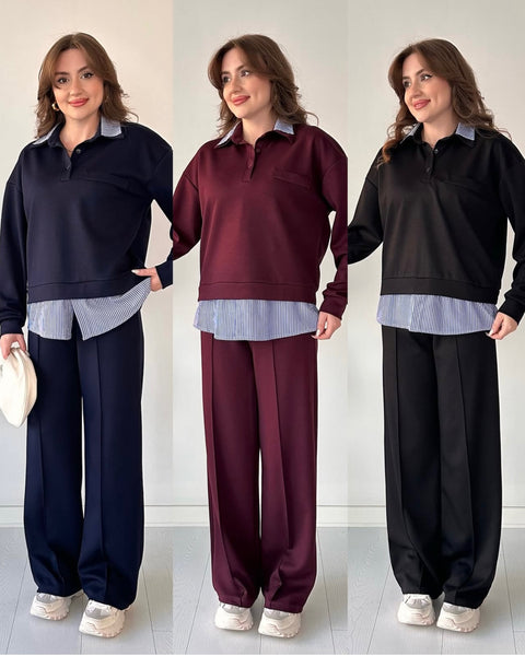 Stripe collar luxe cordset