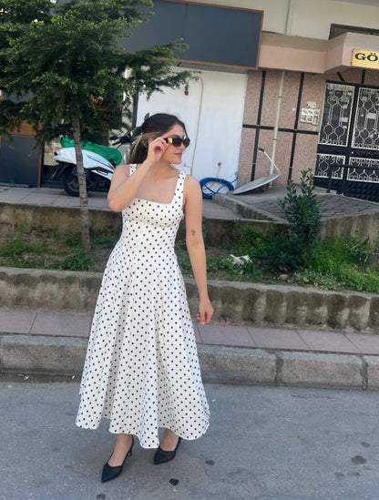 Noir Polka Flare Dress