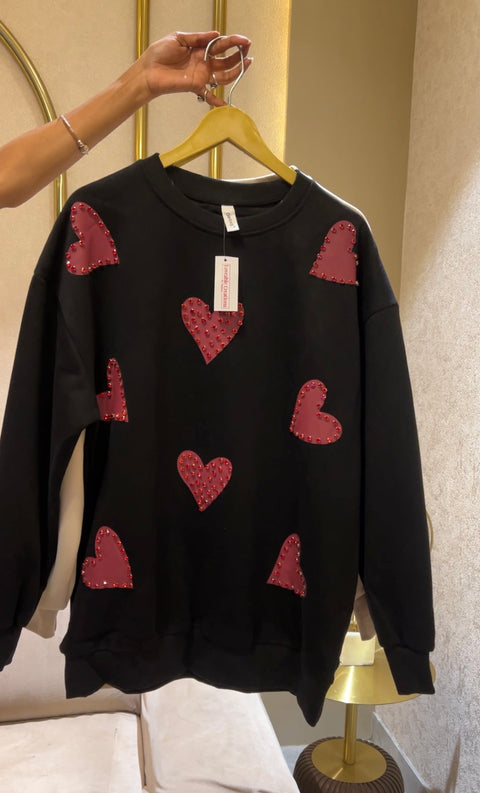 Heart Embellish Sweatshirt