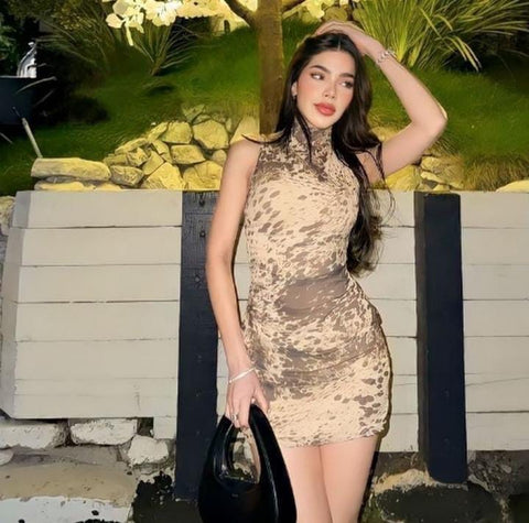 Mini Animal Print Tulle Dress