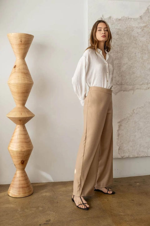 High waist wide leg pants