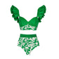 Ruffle Green Floral Swimsuit