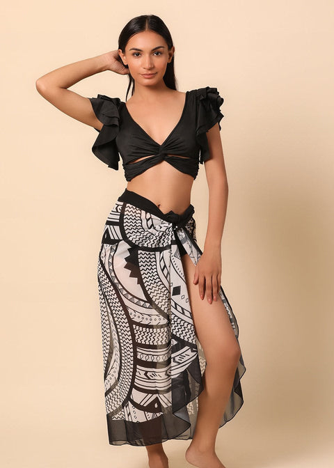 Flax Ruffle Bikini with sarong set