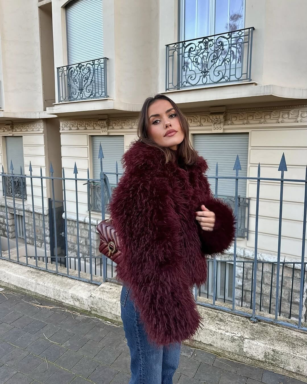 Wine Fur Luxe Jacket