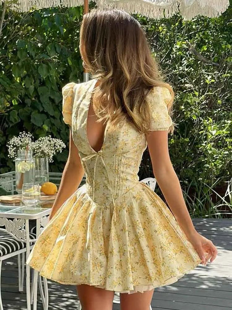 Flora V Neck Mini Dress