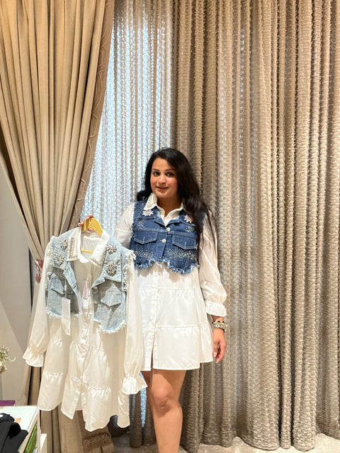 Ziya Embellished Jacket With Shirt