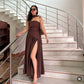 Cocoa Luxe Slit Dress