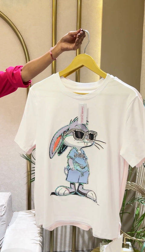 Bunny Embellished Casual Tshirt