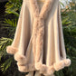 Sara Faux Fur Long Shawl/Cape